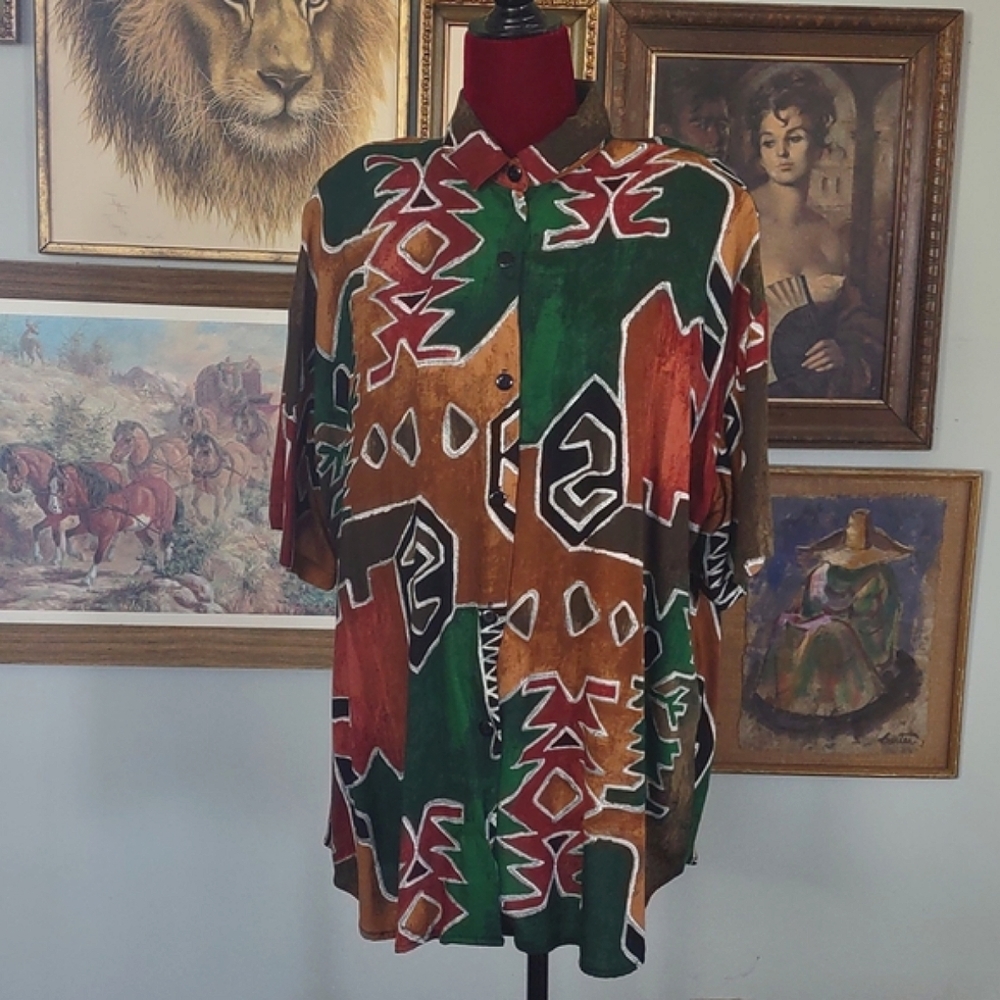 Caliché Brown Green Tribal Abstract
